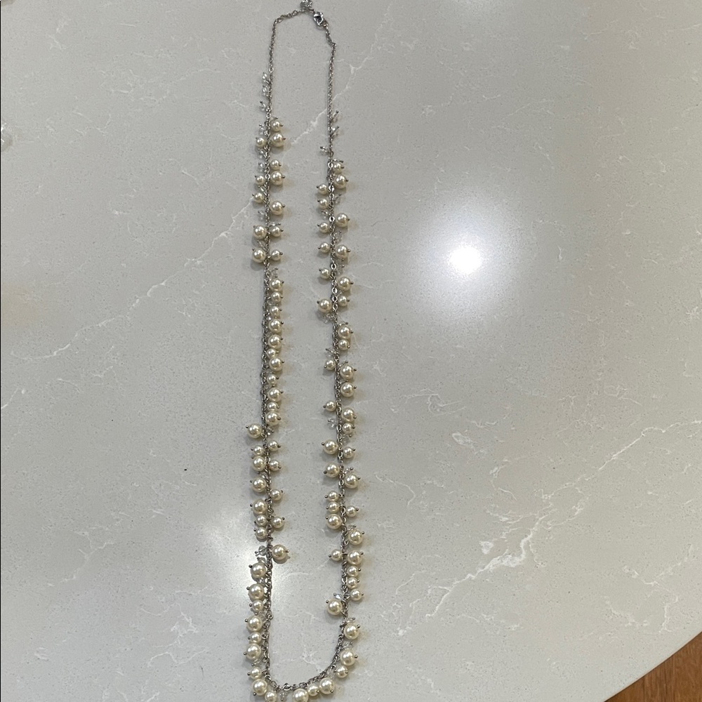 Banana Republic Silver and Pearl Necklace